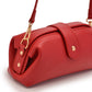 Red Chic Vintage Inspired PU Leather Crossbody Bag - Small Frame Doctor Style Purse with Adjustable Strap