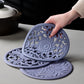 Elegant Floral Silicone Trivet Mat Set (3-Pack, Dark Purple) - Heat Resistant, Non-Slip Kitchen Hot Pads & Pot Holders