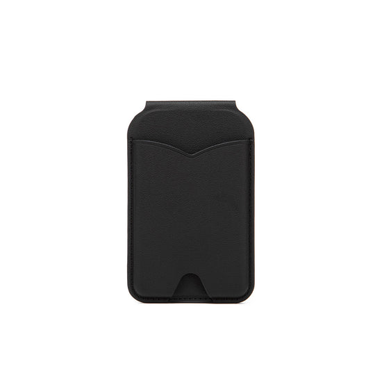 Black Chic MagSafe Wallet with Mirror & Stand - PU Leather Card Holder for iPhone 12-16 Series