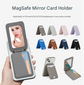 Black Chic MagSafe Wallet with Mirror & Stand - PU Leather Card Holder for iPhone 12-16 Series