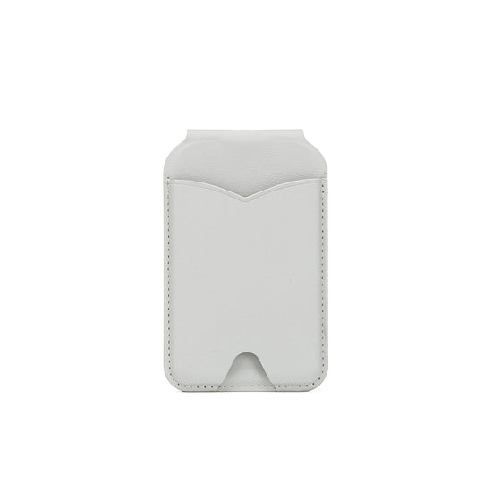 Light Grey Chic MagSafe Wallet with Mirror & Stand - PU Leather Card Holder for iPhone 12-16 Series