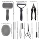 Pink Professional 9-Piece Pet Grooming Kit - DeShedding Brushes, Nail Clippers, Combs & Scissors Set for Dogs, Cats & Rabbits with Storage Bag