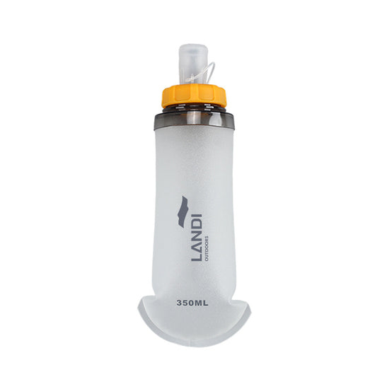 Orange and White Ultra-Lightweight 350ml Soft Running Flask - BPA-Free Collapsible TPU Water Bottle for Hiking, Cycling & Outdoor Sports