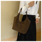 Brown Chic Retro Suede-Finish PU Leather Tote Bag - Large Capacity Shoulder Bag with Tie Accent