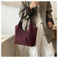 Claret Red Chic Retro Suede-Finish PU Leather Tote Bag - Large Capacity Shoulder Bag with Tie Accent