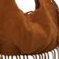 Brown Boho Chic Fringed Hobo Bag - Large Capacity Soft Faux Suede Shoulder Tote with Tassel Detail