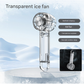 Transparent Black Portable Mini Cooling Fan with Semiconductor Ice Compress - USB-C Rechargeable, 3-Speed Turbine & Transparent Design