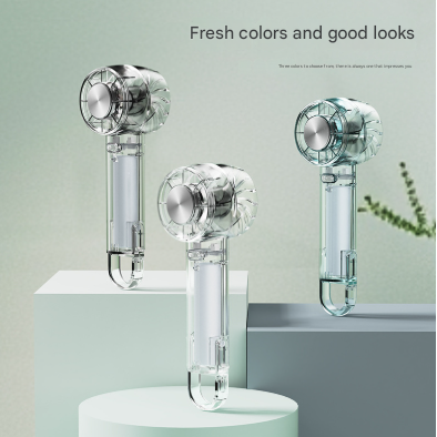 Transparent Black Portable Mini Cooling Fan with Semiconductor Ice Compress - USB-C Rechargeable, 3-Speed Turbine & Transparent Design