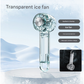 Transparent Green Portable Mini Cooling Fan with Semiconductor Ice Compress - USB-C Rechargeable, 3-Speed Turbine & Transparent Design