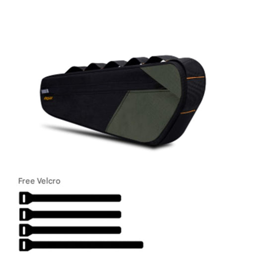 Black and Green Waterproof Bicycle Frame Bag - 2.5L Slim Top Tube Storage Pouch for Cycling Essentials