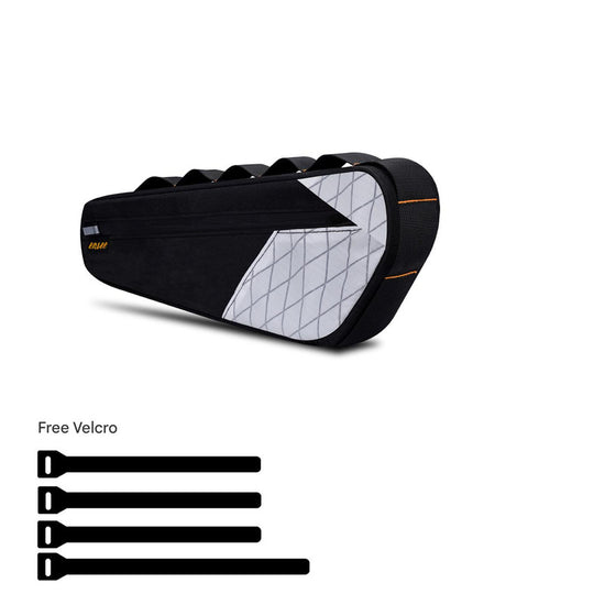 Black and White Waterproof Bicycle Frame Bag - 2.5L Slim Top Tube Storage Pouch for Cycling Essentials