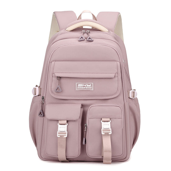 Light Purple Large Capacity Waterproof Student Backpack - Fits 15-Inch Laptop, Multi-Pocket Travel Daypack