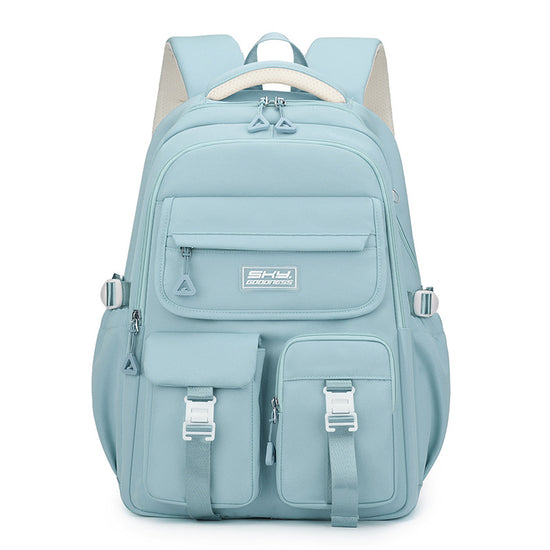 Light Blue Large Capacity Waterproof Student Backpack - Fits 15-Inch Laptop, Multi-Pocket Travel Daypack