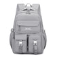 Grey Large Capacity Waterproof Student Backpack - Fits 15-Inch Laptop, Multi-Pocket Travel Daypack