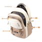Brown and White Large Capacity Student Backpack - Durable Oxford Cloth School Bag with Laptop Compartment & Multiple Pockets