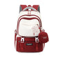 Red and White Large Capacity Student Backpack - Durable Oxford Cloth School Bag with Laptop Compartment & Multiple Pockets