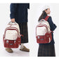 Red and White Large Capacity Student Backpack - Durable Oxford Cloth School Bag with Laptop Compartment & Multiple Pockets
