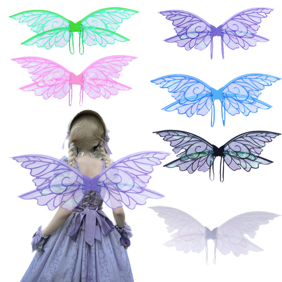 Black Enchanting Iridescent Fairy Wings - Sparkle Butterfly Elf Wings for Costume Parties, Cosplay & Dress-Up Fun