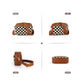 Brown Stylish Checkerboard Crossbody Camera Bag - PU Leather with Adjustable Wide Strap