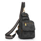 Black Stylish PU Leather Sling Crossbody Bag for Women - Multi-Pocket Chest Pack with Adjustable Wide Strap