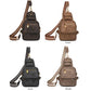 Khaki Stylish PU Leather Sling Crossbody Bag for Women - Multi-Pocket Chest Pack with Adjustable Wide Strap