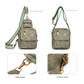 Khaki Stylish PU Leather Sling Crossbody Bag for Women - Multi-Pocket Chest Pack with Adjustable Wide Strap