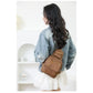 Khaki Stylish PU Leather Sling Crossbody Bag for Women - Multi-Pocket Chest Pack with Adjustable Wide Strap
