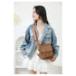 Khaki Stylish PU Leather Sling Crossbody Bag for Women - Multi-Pocket Chest Pack with Adjustable Wide Strap