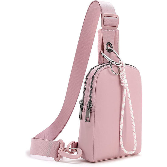 Pink Compact Waterproof Sling Bag - Unisex Mini Crossbody Chest Pack with Adjustable Reversible Strap