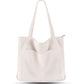 White Stylish Corduroy Canvas Tote Bag - Fashionable and Retro Shoulder Bag