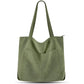Green Stylish Corduroy Canvas Tote Bag - Fashionable and Retro Shoulder Bag