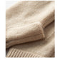 Beige Color Block Cashmere Fingerless Gloves for Women Autumn Winter Outdoor Cold Protection Warm Knitted Gloves