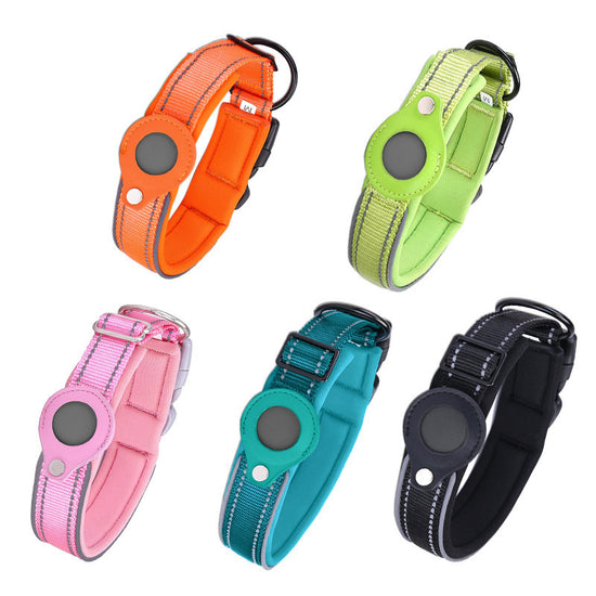 Size XL Green Reflective Adjustable Anti-Lost Pet Collar (For Apple AirTag - Collar Only, Tracker Not Included)