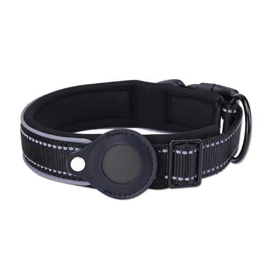 Size XL Black Reflective Adjustable Anti-Lost Pet Collar (For Apple AirTag - Collar Only, Tracker Not Included)