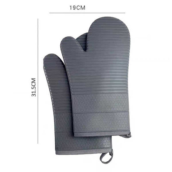 Blue Premium Heat Resistant Silicone Oven Mitts (Pair) - Non-Slip Grip, Cotton Lined for Kitchen Baking, Grilling & BBQ