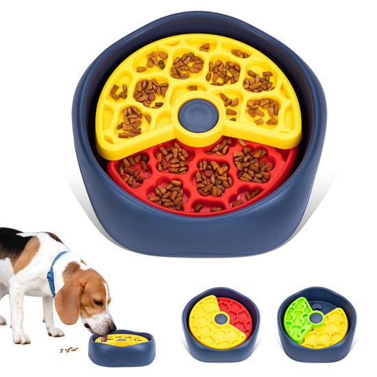 Red,Yellow and Blue Interactive Dog Puzzle Feeder Bowl - Slow Eating & Mental Stimulation Toy for Small Medium Breeds