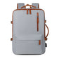 Grey Expandable Laptop Backpack with USB Port - Stylish Travel & Business Daypack