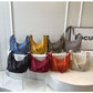 Black Large Nylon Crescent Crossbody Bag - Casual Slouchy Shoulder Purse