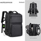 Black Expandable Business Travel Backpack with USB Charging Port - Water-Resistant Laptop Bag for Commuting & Carry-On