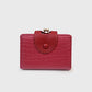 Red Elegant Croc Embossed Womens Wallet - Short PU Leather Bifold with Removable Kisslock Coin Purse & Card Holder