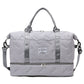 Grey Stylish Quilted Duffel Bag for Travel & Gym - Large Capacity Weekender with Shoe Compartment and Wet Pocket