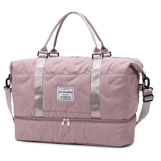 Purple Stylish Quilted Duffel Bag for Travel & Gym - Large Capacity Weekender with Shoe Compartment and Wet Pocket