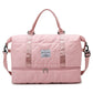 Pink Stylish Quilted Duffel Bag for Travel & Gym - Large Capacity Weekender with Shoe Compartment and Wet Pocket