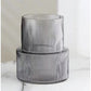 Grey Modern Two-Tier Ribbed Glass Vase - Elegant Cylindrical Flower Centrepiece for Home Decor