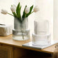 Pink Modern Two-Tier Ribbed Glass Vase - Elegant Cylindrical Flower Centrepiece for Home Decor