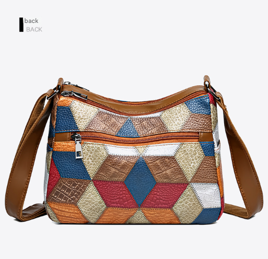 Colorful Vintage Geometric Patchwork Crossbody Bag - Women&