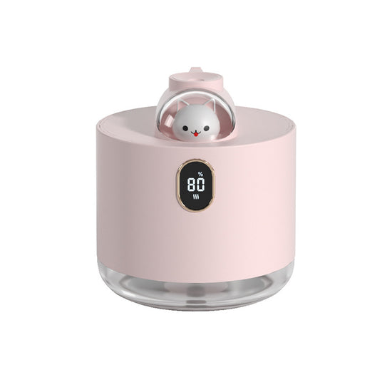 Pink Adorable Space Capsule Humidifier - Portable USB Cool Mist Maker with LED Display & Ambient Night Light