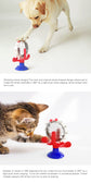 Blue Interactive Pet Treat Dispenser - Spinning Wheel Food Puzzle Toy for Cats & Dogs with Suction Cup Base