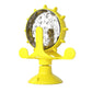 Yellow Interactive Pet Treat Dispenser - Spinning Wheel Food Puzzle Toy for Cats & Dogs with Suction Cup Base