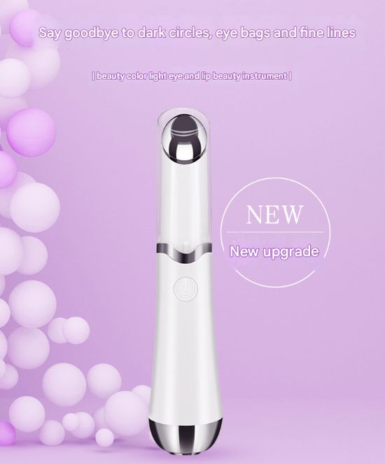 Pink Sonic Eye & Lip Massager with Red & Blue Light Therapy - Heated Vibrating Wand for Puffiness and Wrinkles